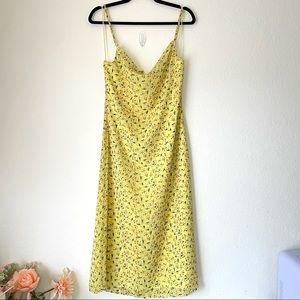 RE:NAMED APPAREL Marley Cowl Neck Cami Floral Midi Dress - Yellow - Large